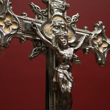 Load image into Gallery viewer, x SOLD Antique French Crucifix, Silver Plate Home Worship Christ on Cross. Religion B11134