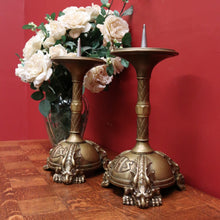 Load image into Gallery viewer, x SOLD Pair of Antique French Candle Holders, Antique Church Candle Sticks, IHS, Dragon B10765