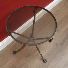 Load image into Gallery viewer, x SOLD Vintage Italian Brass Faux Bamboo Glass Top Lamp Table or Side Wine Table B11235