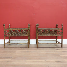 Load image into Gallery viewer, x SOLD Vintage Pair of Square French Lamp Side Tables with Glass inserts made from Wrought Iron B10717