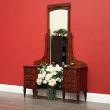 Load image into Gallery viewer, x SOLD Antique French Burr Walnut Dressing Table, Twin Pedestal Mirror Dressing Table. B10436