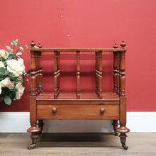Load image into Gallery viewer, Antique English Music Canterbury , Magazine Holder, with Drawer to Base, Brass B11234