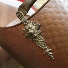 Load image into Gallery viewer, x SOLD Antique French Brass and Copper Coal Scuttle, Coal Bucket, Fire Wood Holder B10777