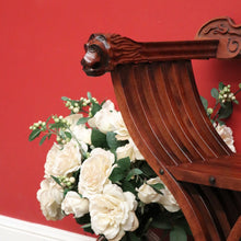 Load image into Gallery viewer, x SOLD Vintage French X Frame Hall Chair, Carved Savonarola Cross Frame Office Chair. B10271