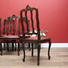 Load image into Gallery viewer, x SOLD Antique French Oak and Burgundy Leather Dining Chairs or Six Kitchen Chairs B11245