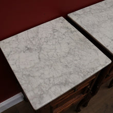 Load image into Gallery viewer, x SOLD Antique Bedside Tables Cabinets, Lamp Side Tables Antique French Oak and Marble Tops B10297
