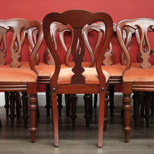 Load image into Gallery viewer, x SOLD Set of 10 Antique English Mahogany Dining Chairs, Kitchen Chairs Velvet Seats. B10287