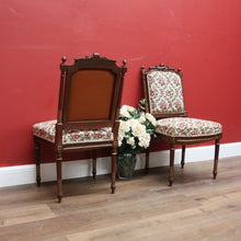Load image into Gallery viewer, x SOLD Antique French Chairs, Hall bedroom Chairs, Walnut Gilt Frame Rust Amber Flowers B11188