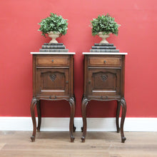 Load image into Gallery viewer, Pair of Antique French Oak Bedside Cabinets, Lamp Tables with Tier Storage Base B10566