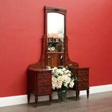 Load image into Gallery viewer, x SOLD Antique French Burr Walnut Dressing Table, Twin Pedestal Mirror Dressing Table. B10436