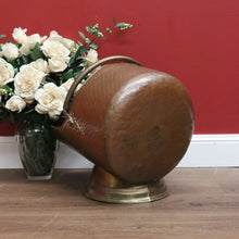 Load image into Gallery viewer, x SOLD Antique French Brass and Copper Coal Scuttle, Coal Bucket, Fire Wood Holder B10777