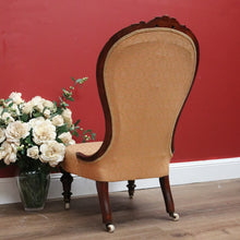 Load image into Gallery viewer, x SOLD Antique English Grandmother Chair, Walnut Fabric Button Back Ladies Chair, Seat B10992
