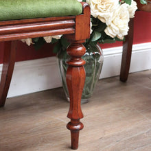 Load image into Gallery viewer, x SOLD Set of Two Antique English Hall Chairs, or Dining, Kitchen Chairs. Green Velvet Chairs B11097