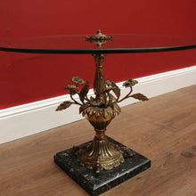Load image into Gallery viewer, x SOLD Vintage Italian Lamp Table, Glass, Marble and Brass Flower Side Table Hall Table B10738