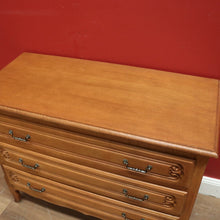 Load image into Gallery viewer, x SOLD Chest of Drawers, Vintage French Chest of Three Drawers Oak Timbers Brass Handle B10924