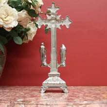 Load image into Gallery viewer, x SOLD Antique French Crucifix, Silver Plate Home Worship Christ on Cross. Religion B11134