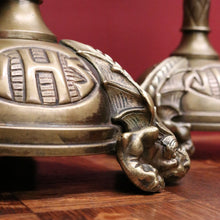 Load image into Gallery viewer, x SOLD Pair of Antique French Candle Holders, Antique Church Candle Sticks, IHS, Dragon B10765