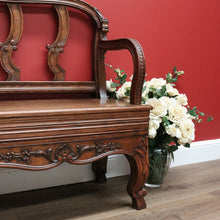 Load image into Gallery viewer, x SOLD Antique French Oak Hall Seat, Entry Slat Back Chair Bench Seat Chair Settle B10654