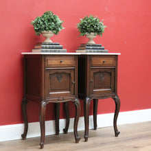 Load image into Gallery viewer, x SOLD Pair of Antique French Oak Bedside Cabinets, Lamp Tables with Tier Storage Base B10566