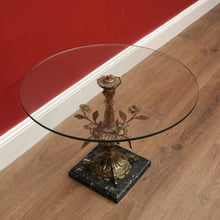 Load image into Gallery viewer, x SOLD Vintage Italian Lamp Table, Glass, Marble and Brass Flower Side Table Hall Table B10738