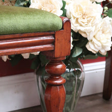 Load image into Gallery viewer, x SOLD Set of Two Antique English Hall Chairs, or Dining, Kitchen Chairs. Green Velvet Chairs B11097