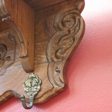 Load image into Gallery viewer, x SOLD Vintage French Oak Coat Rack with 6 Original Brass Coat Hooks, Ready to Hang B10496