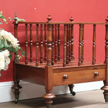 Load image into Gallery viewer, Antique English Music Canterbury , Magazine Holder, with Drawer to Base, Brass B11234