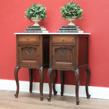 Load image into Gallery viewer, x SOLD Pair of Antique French Oak Bedside Cabinets, Lamp Tables with Tier Storage Base B10566