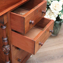 Load image into Gallery viewer, x SOLD Antique English Davenport Desk Walnut and Leather Four Drawer Writing Slope Desk. B11276