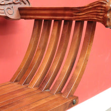 Load image into Gallery viewer, x SOLD Vintage French X Frame Hall Chair, Carved Savonarola Cross Frame Office Chair. B10271