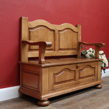 Load image into Gallery viewer, x SOLD Vintage French Hall Seat, Lift lid Shoe Box, Hall Seat Armchair, Chair Storage B10586