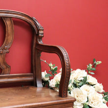Load image into Gallery viewer, x SOLD Antique French Oak Hall Seat, Entry Slat Back Chair Bench Seat Chair Settle B10654