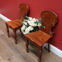 Load image into Gallery viewer, x SOLD Pair of Antique English Mahogany Hall Chairs, English Church Chairs, Shield Back B11108