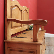 Load image into Gallery viewer, x SOLD Vintage French Hall Seat, Lift lid Shoe Box, Hall Seat Armchair, Chair Storage B10586