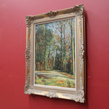 Load image into Gallery viewer, x SOLD Antique Oil on Canvas, Signed Van Lens Bottom Right, Forest Scene, Framed Oil. B11220
