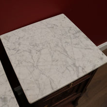 Load image into Gallery viewer, x SOLD Pair of Antique Bedside Cabinets, French Oak and Marble Lamp Tables B10574