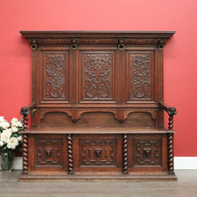 Load image into Gallery viewer, Antique French Hall Seat, Lift Lid Blanket Shoe Box Hall Settle Bench Seat Chair
