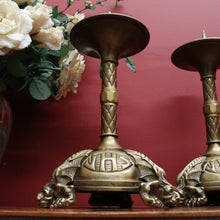 Load image into Gallery viewer, x SOLD Pair of Antique French Candle Holders, Antique Church Candle Sticks, IHS, Dragon B10765
