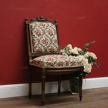 Load image into Gallery viewer, x SOLD Antique French Chair, Hall bedroom Chair, Walnut & Gilt Frame Rust Amber Flowers B11189