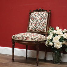 Load image into Gallery viewer, x SOLD Antique French Chair, Hall bedroom Chair, Walnut & Gilt Frame Rust Amber Flowers B11189