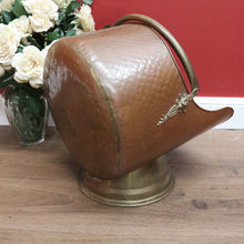 Load image into Gallery viewer, SALE Antique French Brass and Copper Coal Scuttle, Coal Bucket, Fire Wood Holder B10777
