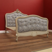 Load image into Gallery viewer, x SOLD Antique French Painted Double Bed, Padded Buttoned Headboard and Foot Bed B10764