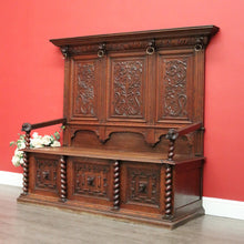 Load image into Gallery viewer, x SOLD Antique French Hall Seat, Lift Lid Blanket Shoe Box Hall Settle Bench Seat Chair. B10144