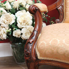 Load image into Gallery viewer, x SOLD Antique English Grandfather Chair, Walnut and Fabric Button Backed Armchair Seat B10991