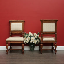 Load image into Gallery viewer, x SOLD Pair of Chairs, Church Hall Chairs, Antique French Fabric and Walnut Chairs. B10373