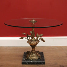 Load image into Gallery viewer, x SOLD Vintage Italian Lamp Table, Glass, Marble and Brass Flower Side Table Hall Table B10738