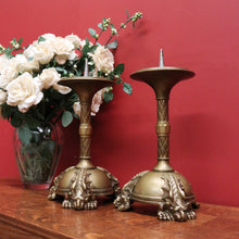 Load image into Gallery viewer, x SOLD Pair of Antique French Candle Holders, Antique Church Candle Sticks, IHS, Dragon B10765