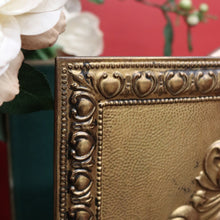 Load image into Gallery viewer, x SOLD Antique French Brass Ipad Magazine Holder, French Coat of Arms Kindling Basket. B10334