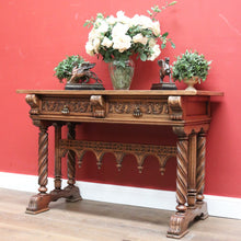 Load image into Gallery viewer, x SOLD Antique French Hall Table, French Oak and Brass Handles Two Drawer Hall Table B11123