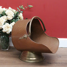 Load image into Gallery viewer, x SOLD Antique French Brass and Copper Coal Scuttle, Coal Bucket, Fire Wood Holder B10777